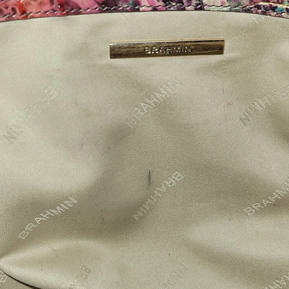 Brahmin Multi-Color Animal Print Croc-Embossed Leather Tote Shoulder Bag - Picture 15 of 16